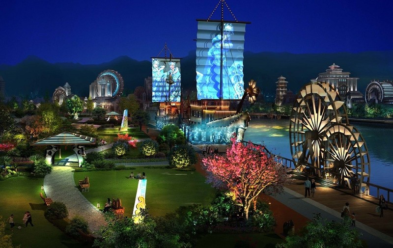 Planning and design of night scene lighting on both banks of one river in Guizhou County